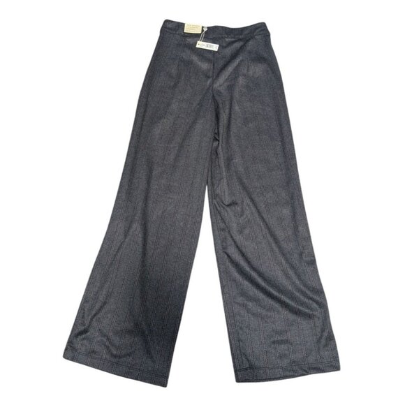 Max Studio Womens Pleated Wide Leg Pants Medium Herringbone Gray Straight Fit - Picture 1 of 9